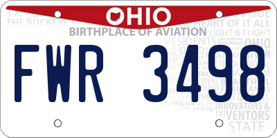 OH license plate FWR3498