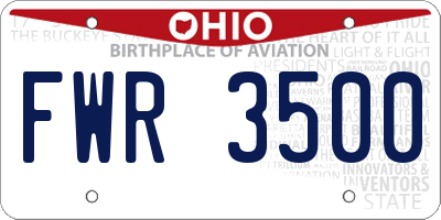 OH license plate FWR3500