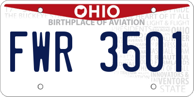 OH license plate FWR3501