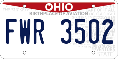 OH license plate FWR3502