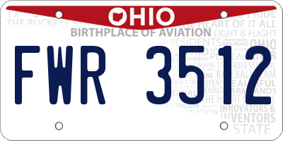 OH license plate FWR3512