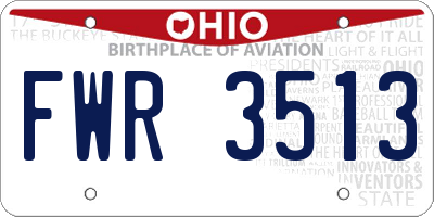 OH license plate FWR3513