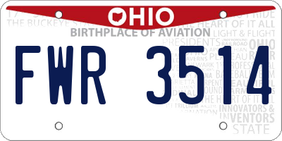 OH license plate FWR3514