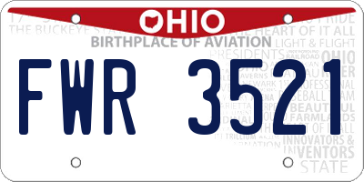 OH license plate FWR3521