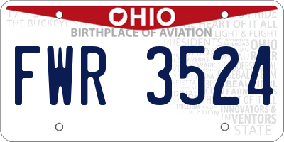 OH license plate FWR3524