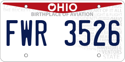 OH license plate FWR3526
