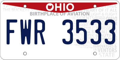 OH license plate FWR3533