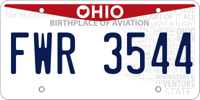 OH license plate FWR3544