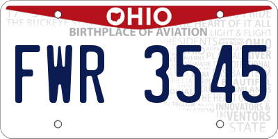 OH license plate FWR3545