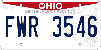 OH license plate FWR3546
