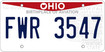 OH license plate FWR3547