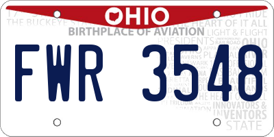 OH license plate FWR3548