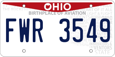 OH license plate FWR3549