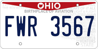 OH license plate FWR3567