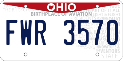 OH license plate FWR3570