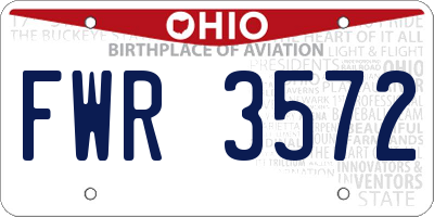 OH license plate FWR3572