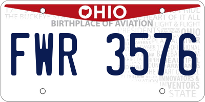 OH license plate FWR3576