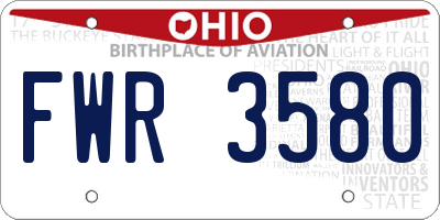 OH license plate FWR3580