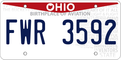 OH license plate FWR3592