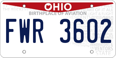 OH license plate FWR3602
