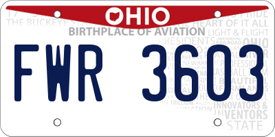 OH license plate FWR3603