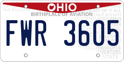 OH license plate FWR3605