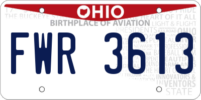 OH license plate FWR3613
