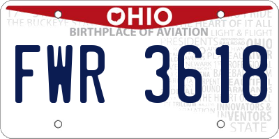 OH license plate FWR3618
