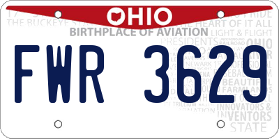 OH license plate FWR3629