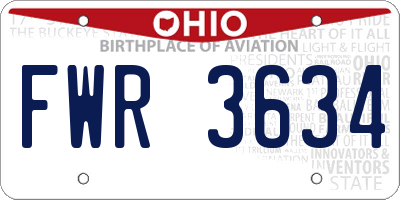 OH license plate FWR3634
