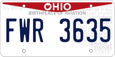 OH license plate FWR3635