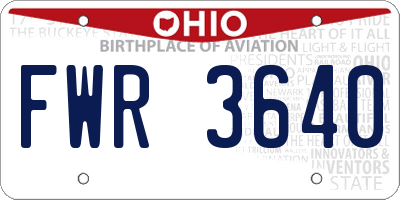 OH license plate FWR3640