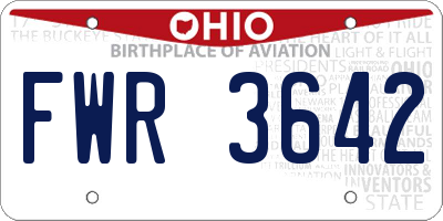 OH license plate FWR3642