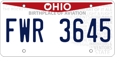 OH license plate FWR3645