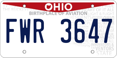 OH license plate FWR3647