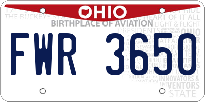 OH license plate FWR3650