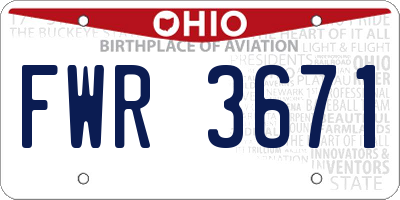 OH license plate FWR3671