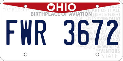 OH license plate FWR3672