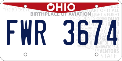OH license plate FWR3674