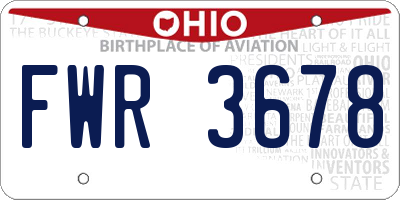 OH license plate FWR3678