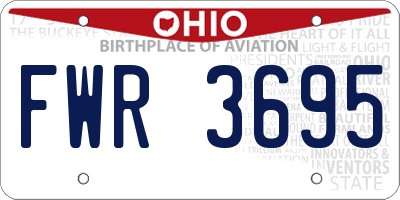 OH license plate FWR3695