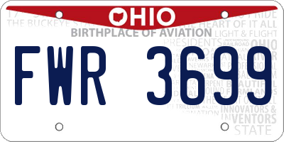 OH license plate FWR3699