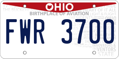 OH license plate FWR3700