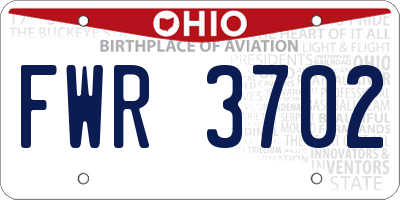 OH license plate FWR3702