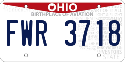 OH license plate FWR3718