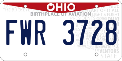 OH license plate FWR3728