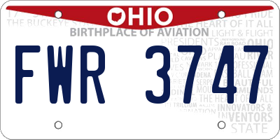 OH license plate FWR3747