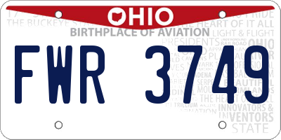 OH license plate FWR3749