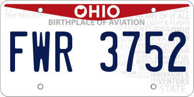 OH license plate FWR3752