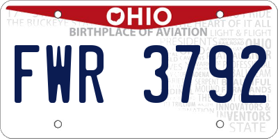OH license plate FWR3792